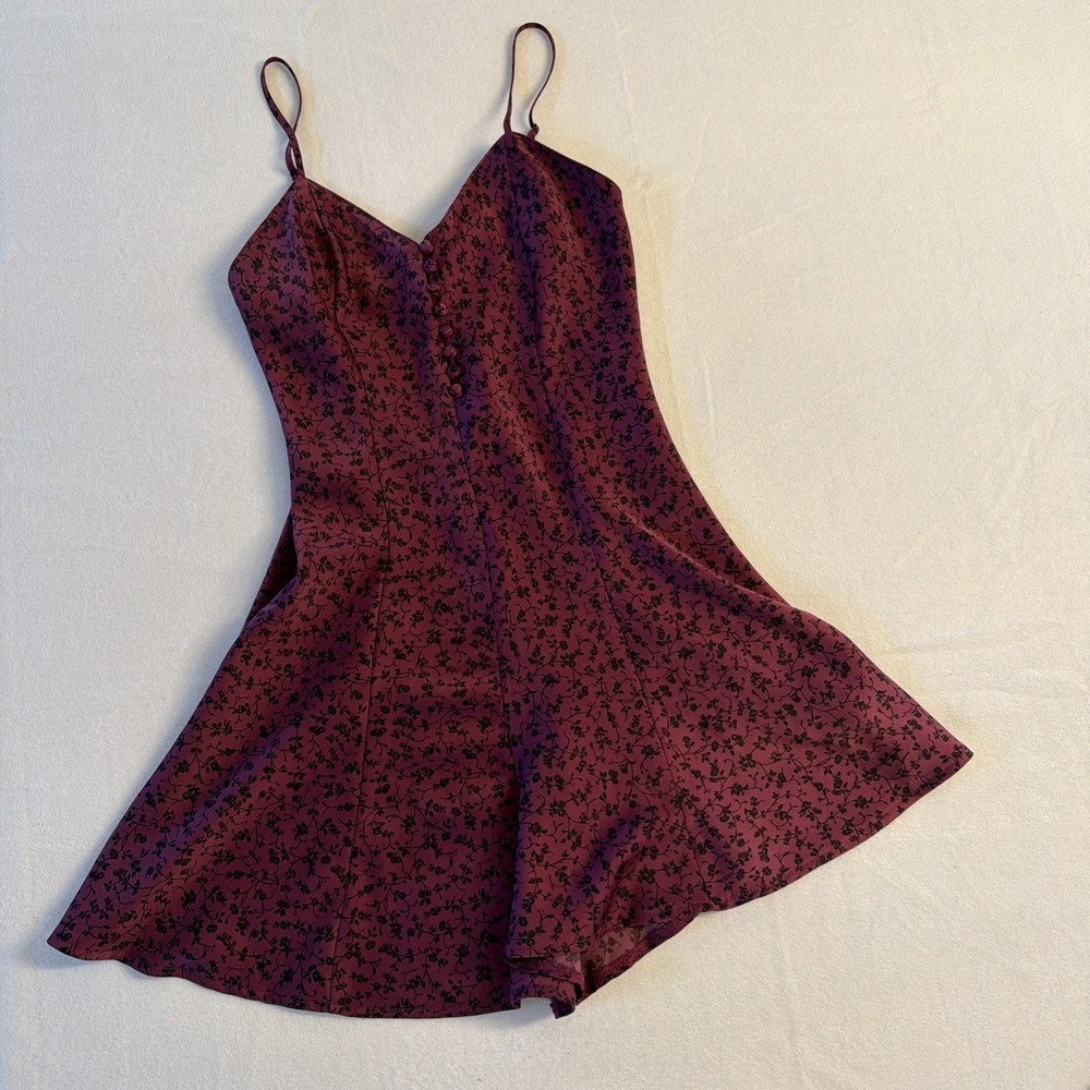 Urban Outfitters UO Mila Button Front Flare Romper Small Purple Sleeveless Short